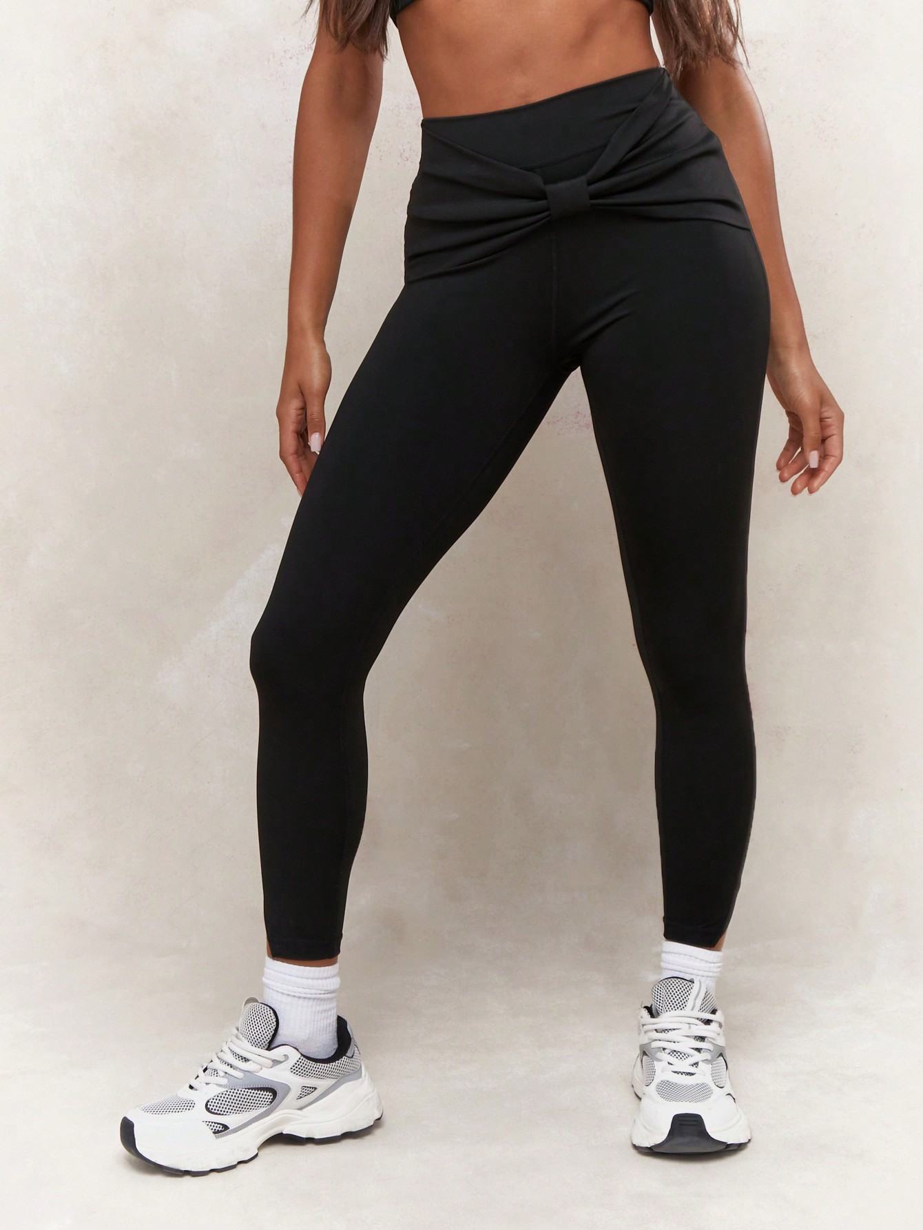 MISSGUIDED Mallas de cintura alta con banda elástica ancha y nudo retorcido