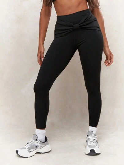 MISSGUIDED Mallas de cintura alta con banda elástica ancha y nudo retorcido