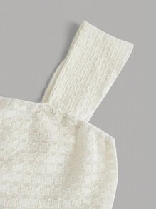 SHEIN Privé 女士加大码性感露肩夏季衬衫，杏色，法式方领，镂空蕾丝面料，荷叶边装饰 - 杏色 - 查看 6