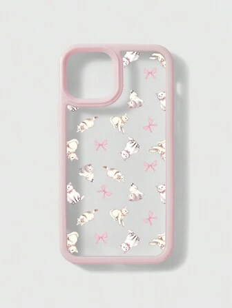 Kawaii 1 pieza Estuche de teléfono Jelly con diseño lindo de gato rosa