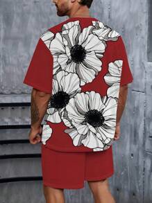 Men's Casual And Comfortable 3D Digital Print Polo Set - Multicolor - View 2