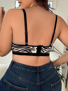 Printed Animal Pattern Zebra Seamless Bra, Plus Size & Wire-Free - Multicolor - View 2