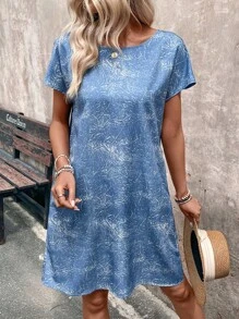 SHEIN LUNE Women's Summer Back Cross Strap Holiday Midi Dress - Blue - View 4