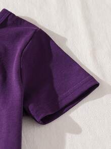 Conjunto casual de hip-hop y streetwear Harajuku para niños con láser plateado/morado deportivo en la nueva llegada de otoño, que incluye 3 piezas - Multicolor - Ver 6