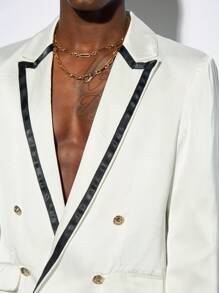 Manfinity VCAY 1 Stück Herren Sommer Prachtvoll Gewebter Business Lässig Hochzeit Party Oversized Halloween Blazer, für Herbst und Winter