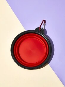 PETSIN 1入組便攜式戶外狗碗批發摺疊式寵物碗慢餵食硅膠掛食餐碗，適用於狗和貓 - 紅色 - 查看 3