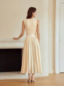 MOTF PREMIUM RUCHED A LINE TANK DRESS - Apricot - View 8