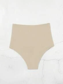 SHEIN Swim Ruched High Waisted Bikini Bottom Summer - Beige - View 2