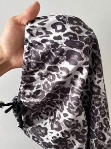 SHEIN EZwear 加大號豹紋口袋側邊貨物長褲 - 棕色 - 查看 6