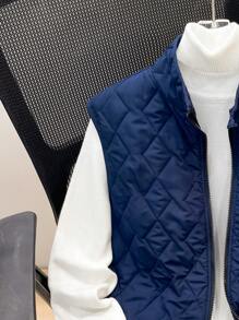 SHEIN 1pc Teen Boys' Casual, Comfortable & Warm Winter Mid-Open 3-In-1 Composite Vest, Suitable For Daily Wear, School, Travel, Sports, Outdoors, Mountaineering, Autumn & Winter Seasons - Black - View 5