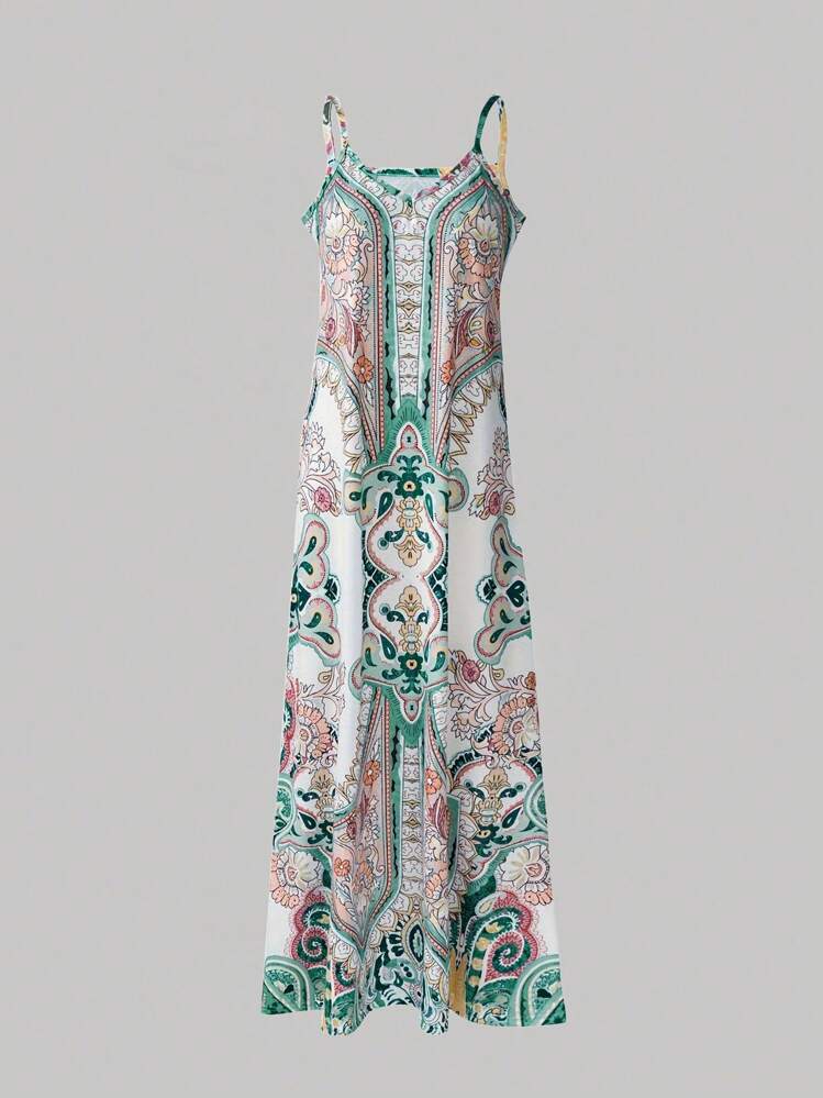 Robe longue d'été à imprimé tout-sur-tout pour vacances à la plage - Multicolore - Voir 3