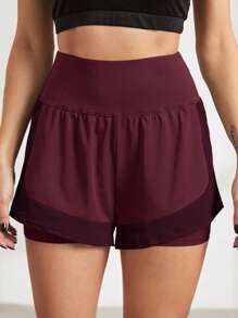 Powerista Women's Solid Color Simple Daily Sports Shorts Comfy Short Sweater Shorts - Burgundy - View 5