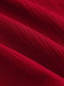 SHEIN MOD Bộ đồ liền thân đơn giản hàng ngày màu trơn dành cho nữ - Đỏ - Xem 4