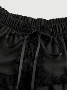Corpse Bride | ROMWE Palace Lolita Fairy Tale Multi-Layered Cake Skirt With Figure Pattern And Lace Trim, School - Black - View 4
