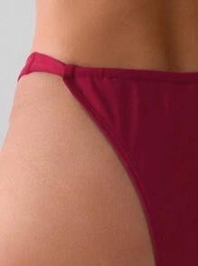 SHEIN Swim Solid Red Bikini Bottom For Summer Beach - Red - View 4