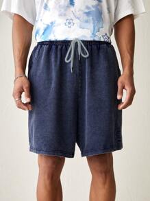 Manfinity VCAY Men's Casual Knitted Casual Shorts With Letter Print Pockets