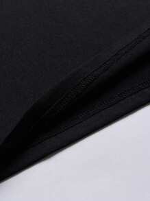 Tween Girl 粉色休闲套装，可爱熊数码印花 T 恤和裙子 - 黑色 - 查看 4