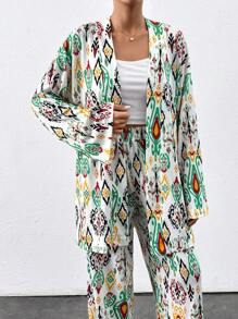 SHEIN Cottnline Print  Three  Pieces Sets - Green - View 5