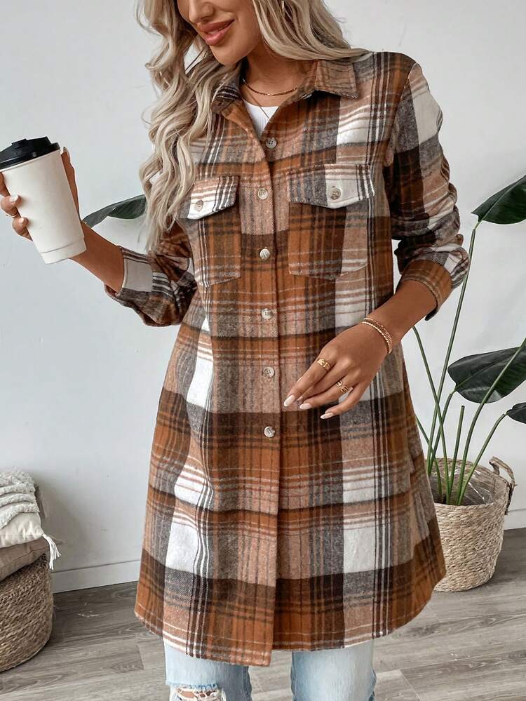 Fall-Winter Plaid Shirt-Style Casual Vintage Sports Regular Jacket For Women
