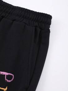 GAWX Artist Men's Casual Letter Printed Drawstring Waist Summer Shorts, Holiday, Vacation - Black - View 5