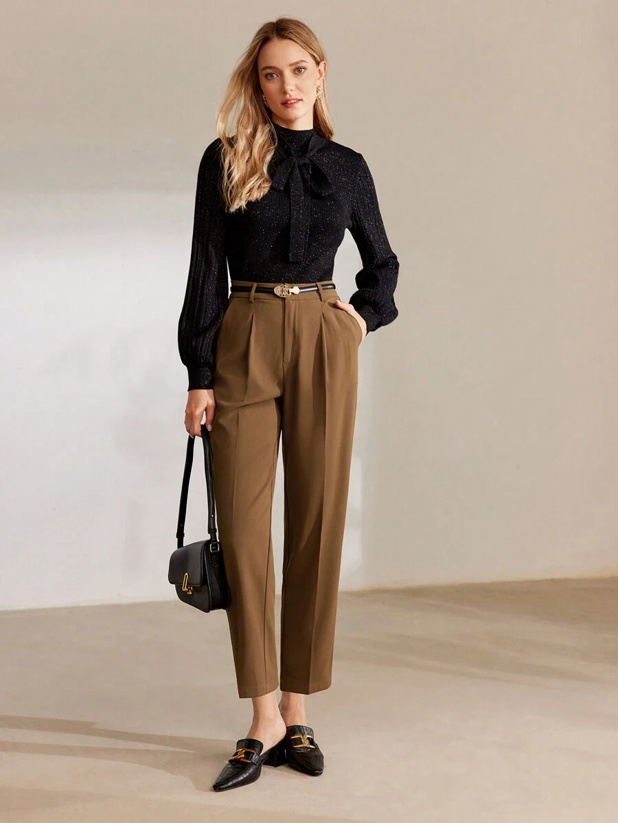 MOTF PREMIUM Pantalones cónicos a medida con pliegues prensados