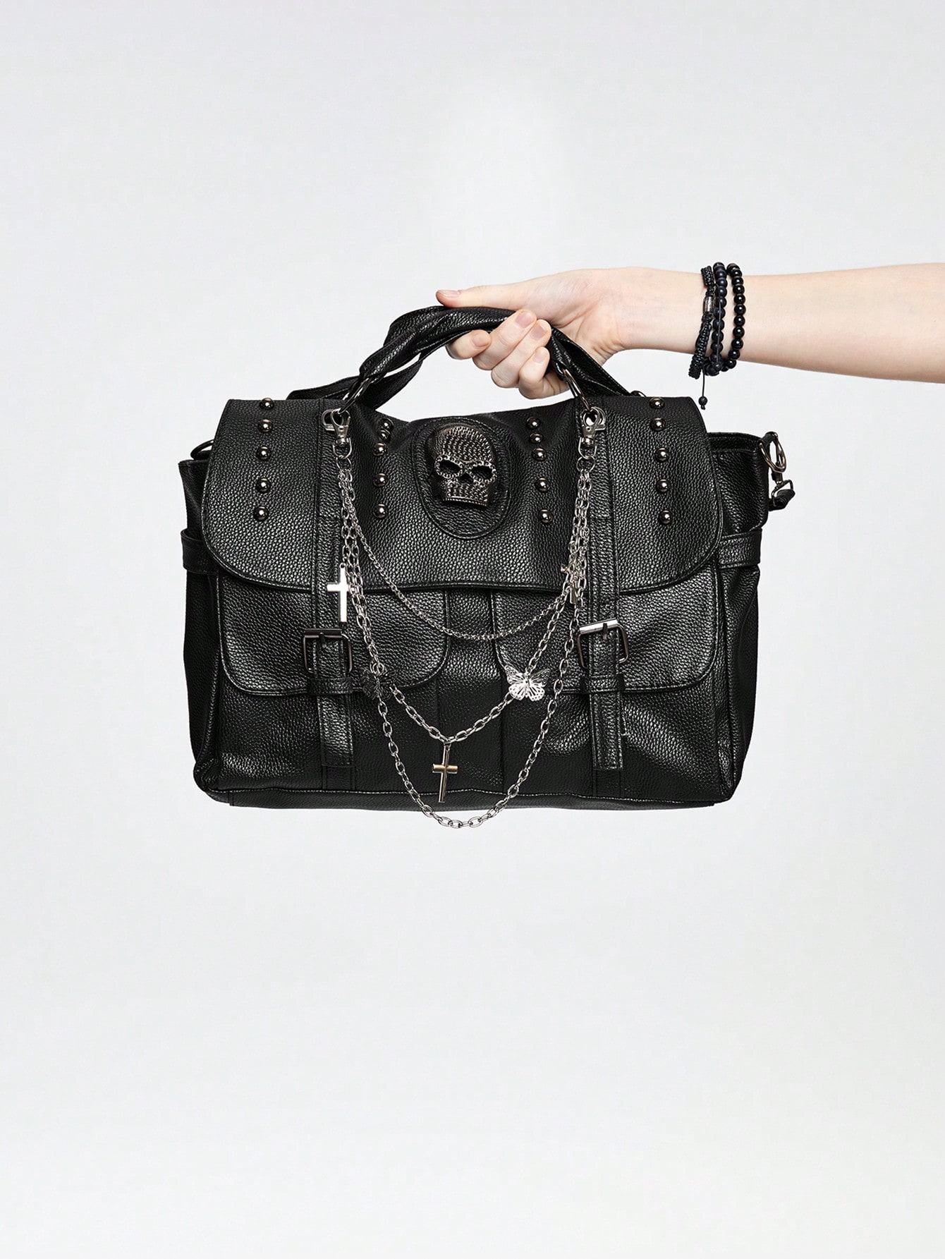 y2k gothic 2way scull rhinestone handbag