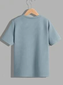 SHEIN 3pcs Teen Boys' All-Match Solid Color Textured Round Neck Short Sleeve Knit T-Shirt Set, Spring/Summer, Basic Top, School, Campus, College