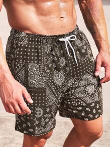 Surfspeed Men's Allover Print Drawstring Beach Shorts, Casual Vacation Wear Swim Trunks - Multicolor - View 4