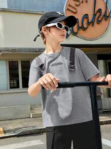 SHEIN Tween Boys' Fashionable 2pcs Set Backpack & Pocket Set - Grey - View 6