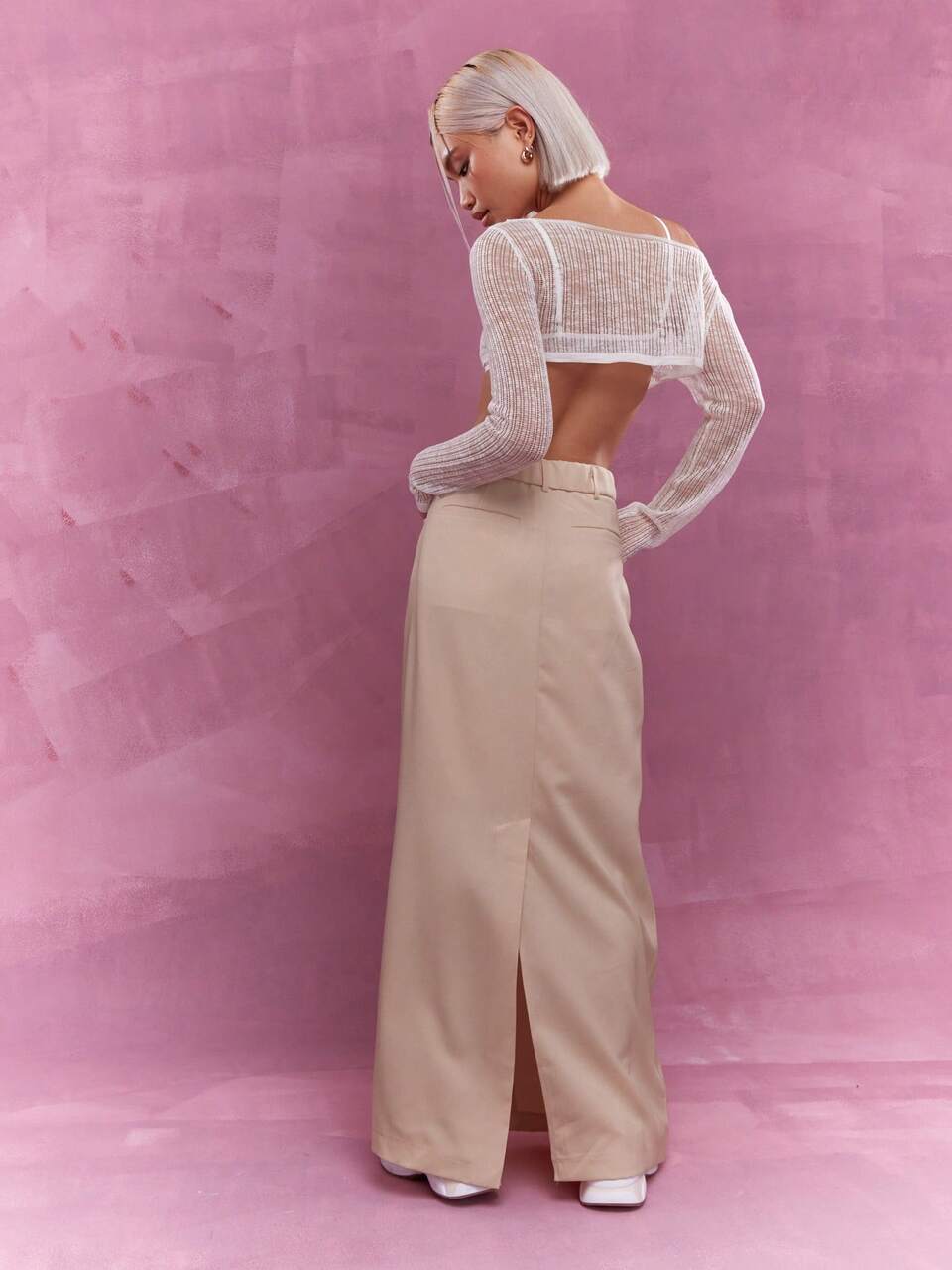 MISSGUIDED Tailored Logo Back Pocket Maxi Skirt