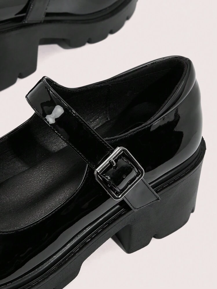 CUCCOO DOLLMOD Women Buckle Decor Round Toe Cute Platform Mary Jane Black Shoes For Summer Vacation Shoes Summer Back To School Shoes College Student Shoes Sorceress Spring Shoes Spring Break Easter For Christmas Valentine's Day Spring Shoes - Black - View 4
