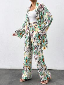 SHEIN Cottnline Print  Three  Pieces Sets - Green - View 4