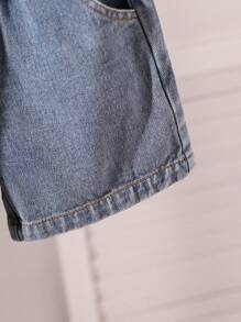 Young Boys Casual Artistic Graffiti Colorful Floral Shirt And Denim Shorts Set, Spring/Summer Vacation Outfits