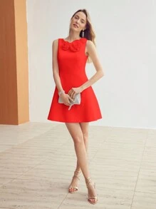 MOTF PREMIUM 3D FLORAL PATCHED A LINE DRESS
