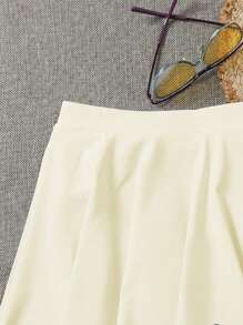 SHEIN Swim Women Swimwear Bottom Skort, 2 In 1 Design With Ruffle Trim Summer - Apricot - View 4