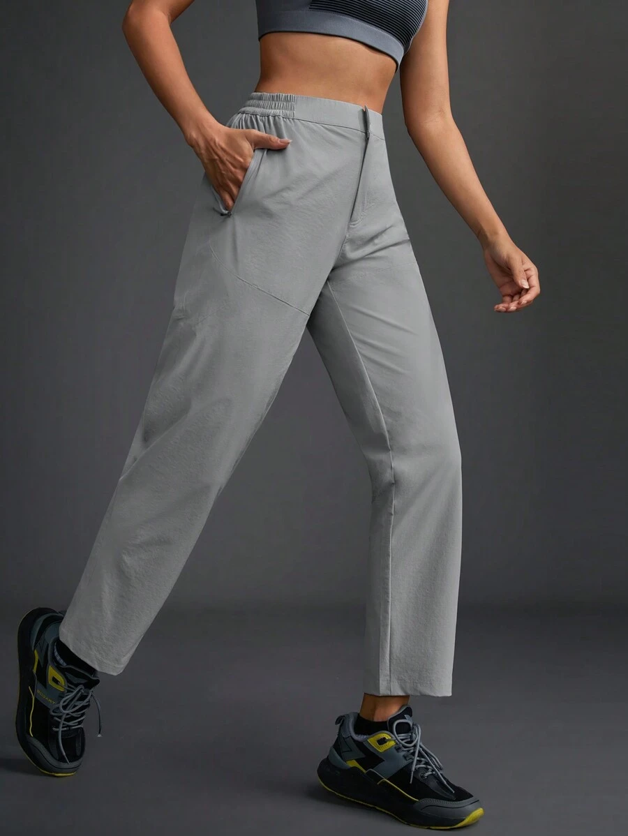 In My Nature Women's Solid Color Simple Daily Sports Pants - Light Grey - View 1