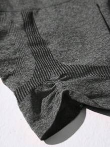 SHEIN Basic High-Elasticity Seamless Tummy Control Yoga Shorts With Wide Waistband, Compression For Buttocks - Grey - View 8