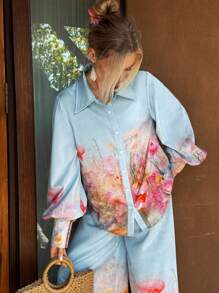 SHEIN VCAY 女性度假襯衫 - 藍色 - 查看 7