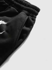 ROMWE MEN Street Life Men's Printed Color Block Flared Trousers, Perfect For Spring/Summer