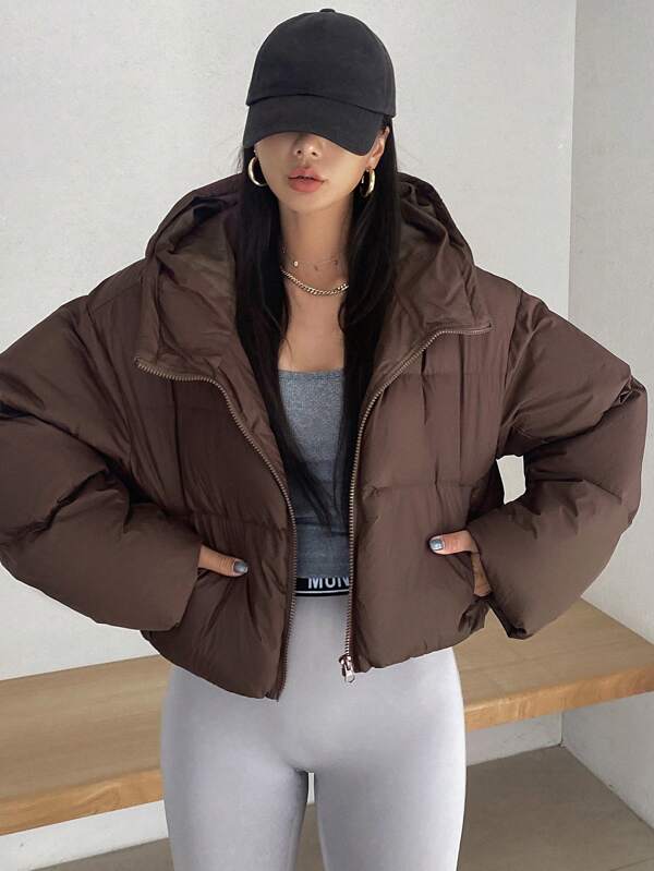 DAZY Women's Hooded Loose Fit Long Sleeve Padded Coat With Open Front ,Winter Women Clothes,Winter Coat Women