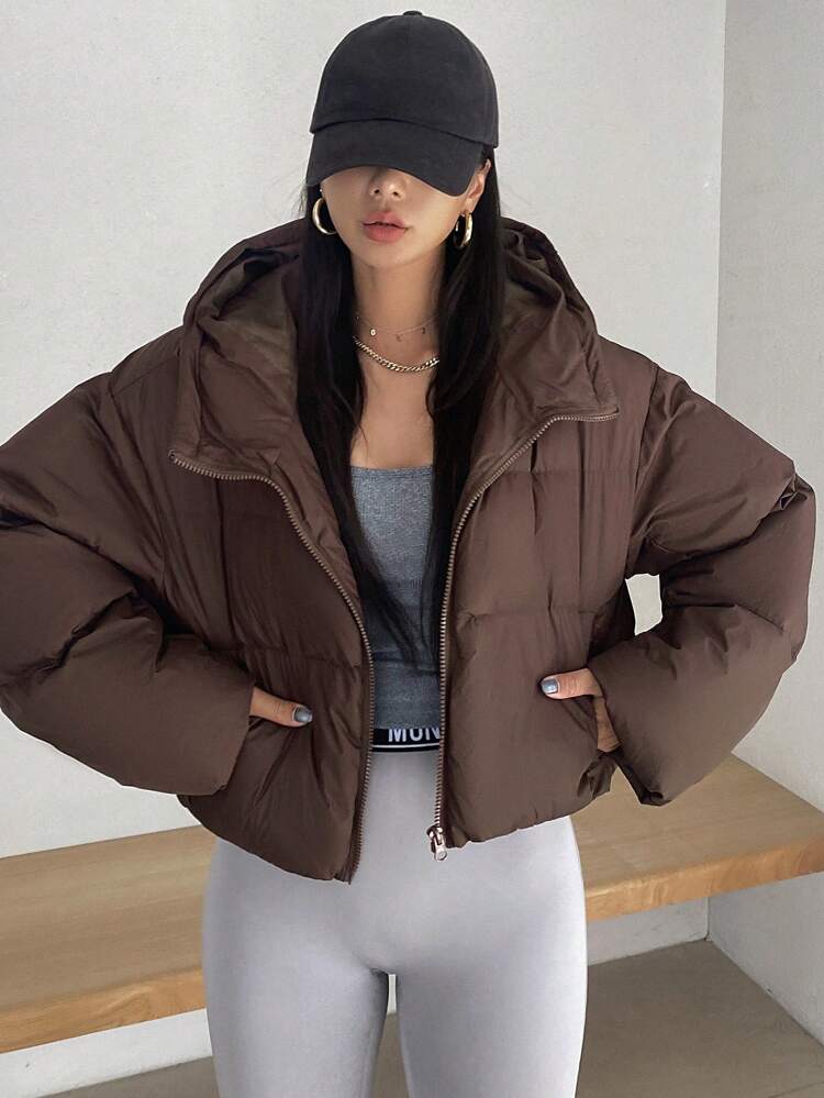 Women's Hooded Loose Fit Long Sleeve Padded Coat With Open Front ,Winter Women Clothes,Winter Coat Women Jacket