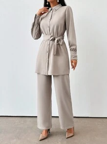 EURMUSE Pink Two-Piece Outfit - Beige - View 4