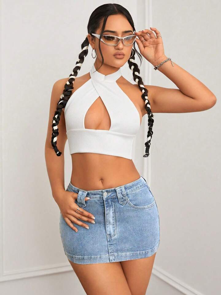 【Anyone more】Shino Washing Denim Mini Skirt Anyone more (エニワンモア) - シノウォッシュ加工デニムミニ