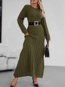 Knit Mix Mori Style Long Sleeve Hollow Knitted Dress (Random Pattern)