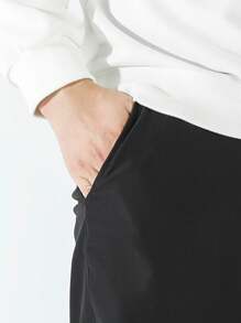 Men's Casual Letter Printed Jogger Cargo Pants, For Fall - Black - View 3