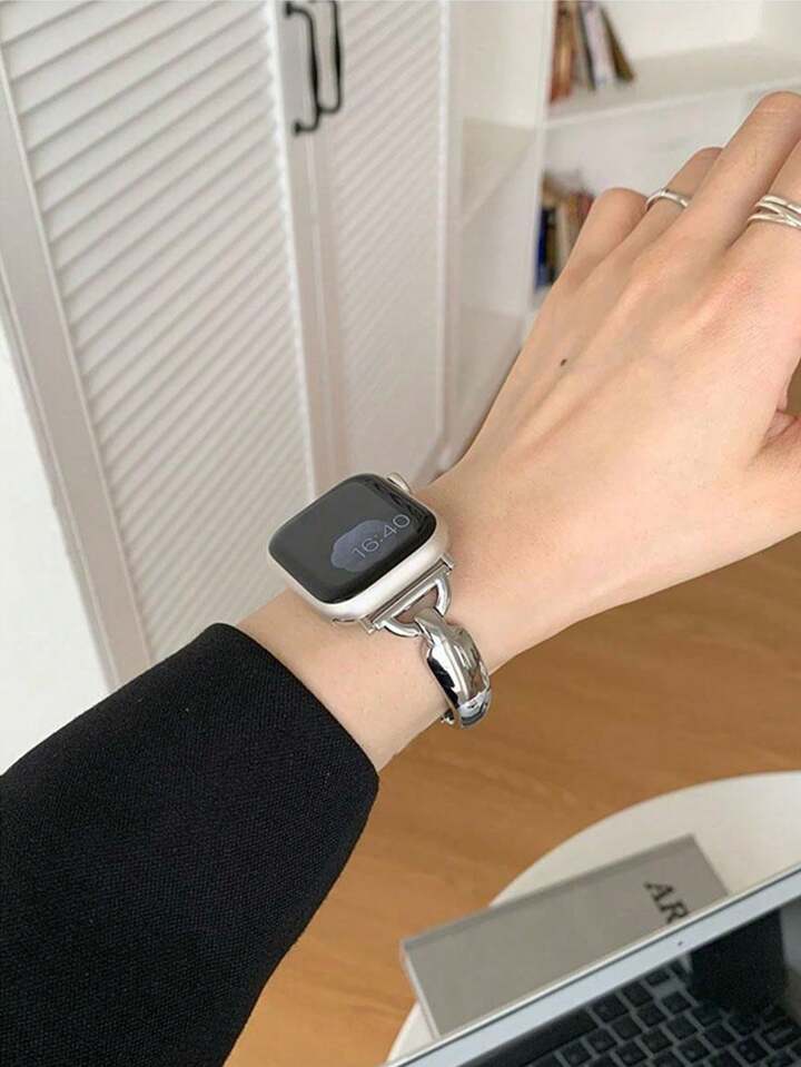 1PC Women Minimalist Style Bracelet Metal Watch Strap Compatible  