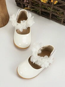 1pair New Outdoor Flat Shoes For Autumn And Winter, Cute Baby Walking Shoes, Fashionable Flat Shoes For Baby Girls Indoors/Outdoors - White - View 5