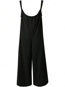 Zyxie بدلة بأرجل واسعة مطوية وربطة أمامية مقاسات كبيرة، صيفية