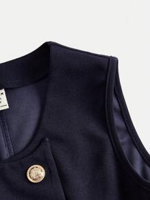 Zweiteiliges Set mit einem eleganten und einfachen Freizeitweste und langen Hosen im Pendlerstil für Teenager-Mädchen