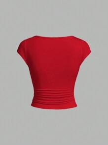 Shein Essnce 夏季豹紋印花2入組女士T恤 - 紅色 - 查看 6